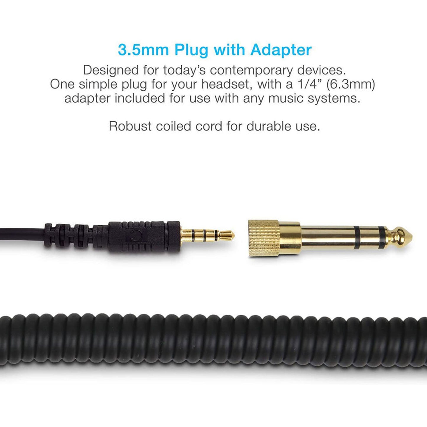Cyber Acoustics Black ACM-500RB 3.5 mm plug and 1/4" adapter (included) Connector Circumaural Pro Series Headphone