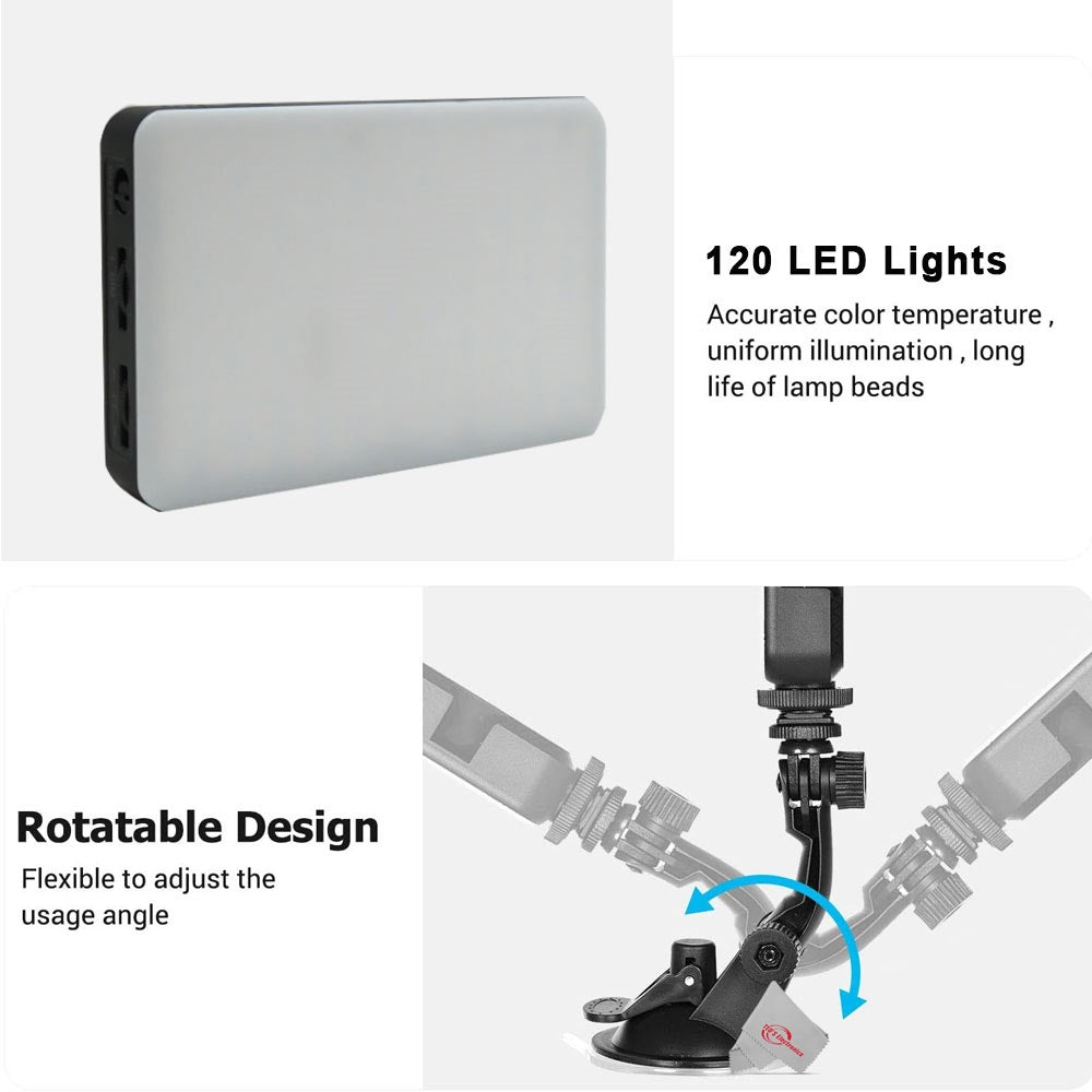 Vivitar 120 Led Video Conference Lighting Kit Suction Cup Mount for Laptops and Moniters Adjustable Brightness and Color Filters