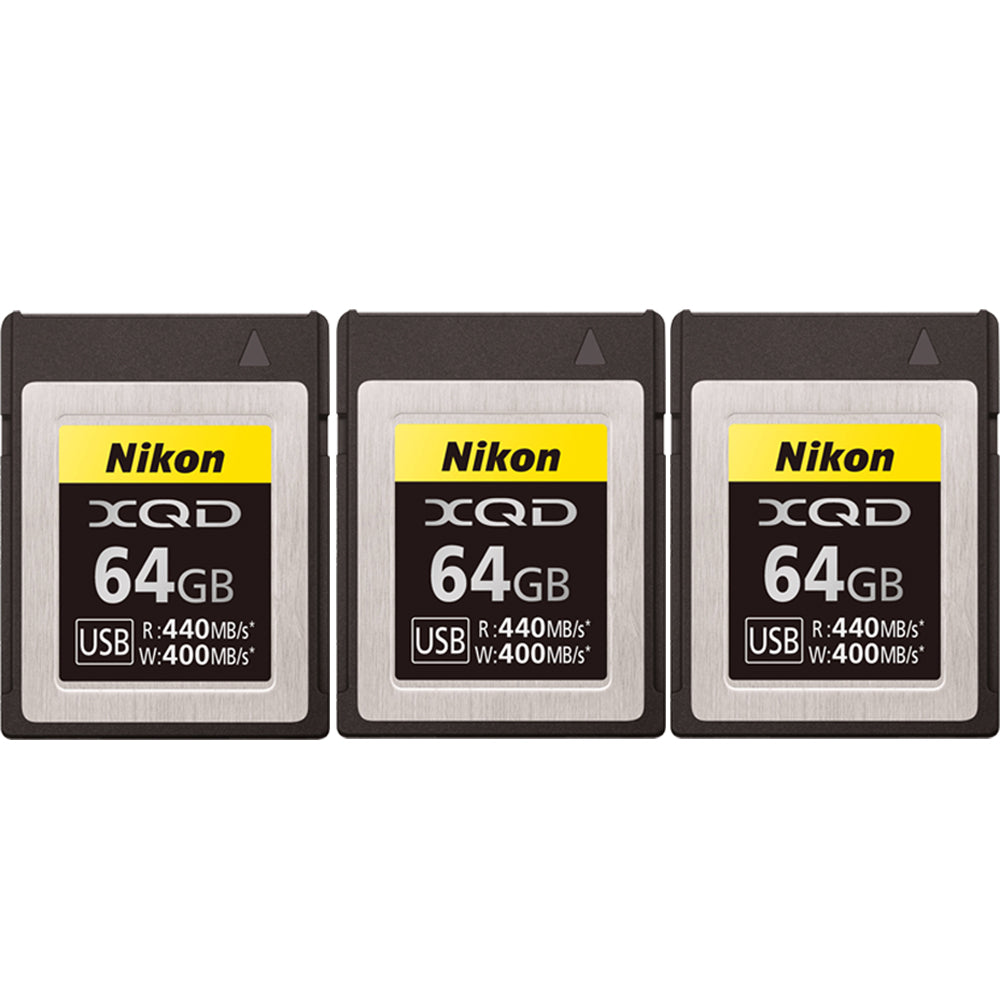 3x Nikon 64GB XQD 440MB/s High Speed Memory Card