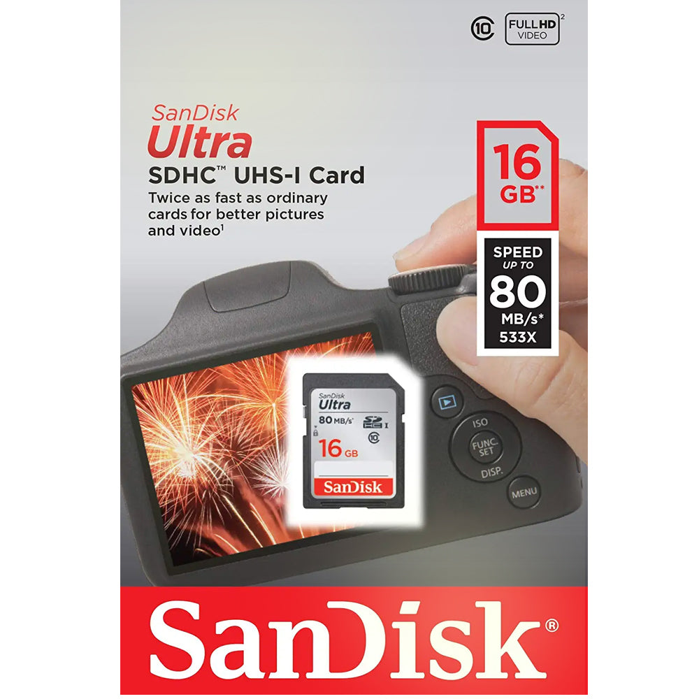 5 Packs SanDisk Ultra 16GB Class 10 SDHC UHS-I Memory Card up to 80MB/s SDSDUNC-016G-GN6IN