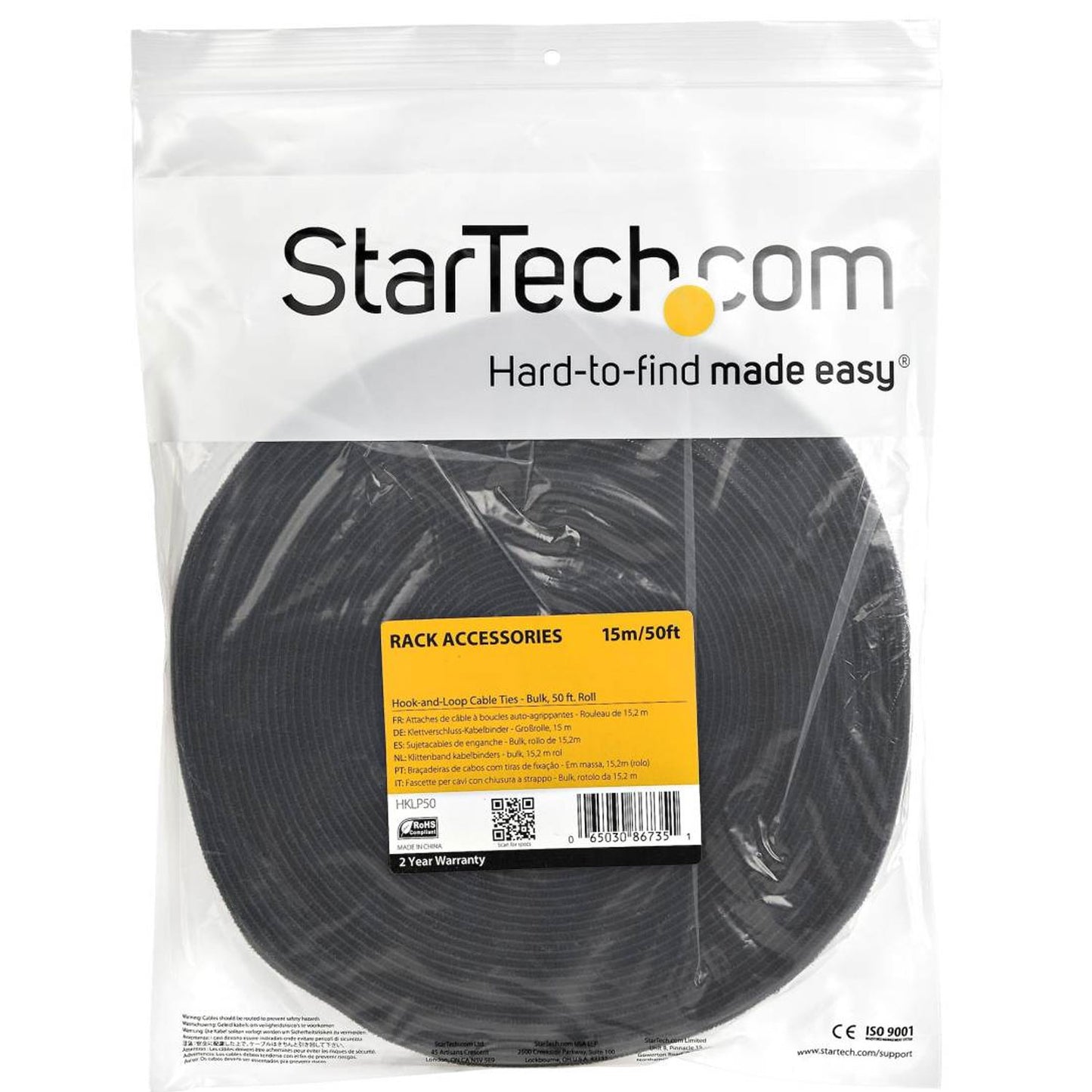 StarTech.com HKLP50 Hook-and-Loop Cable Tie - 50 ft. Bulk Roll