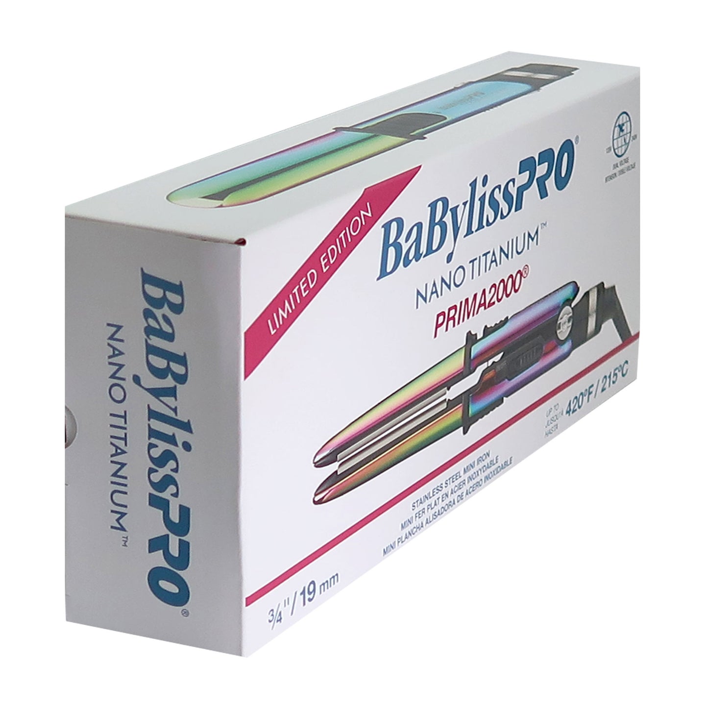 BaByliss Pro Volare Nano Titanium Italian Performance Hair Dryer BVOL1 with Prima 3000 1¼" Flat Iron Midnight Purple and Prima2000 3/4" Mini Flat / Curling Iron Iridescent #BNTBRB2000UC