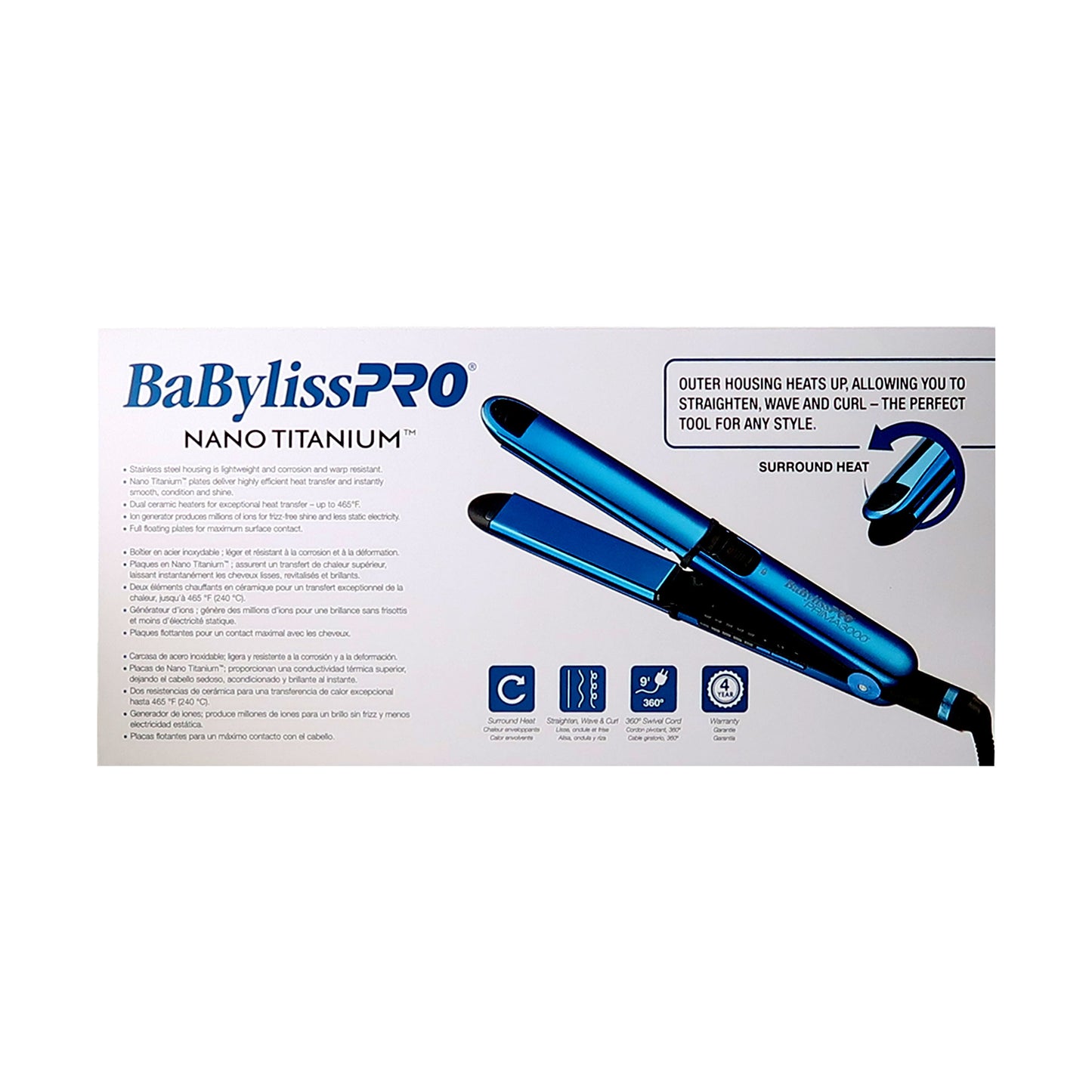 BaByliss Pro LIMITED EDITION Nano Titanium Prima 3000 1¼" Stainless Steel Flat Iron Black & Blue #BNTMB3000TUC (Dual Voltage)