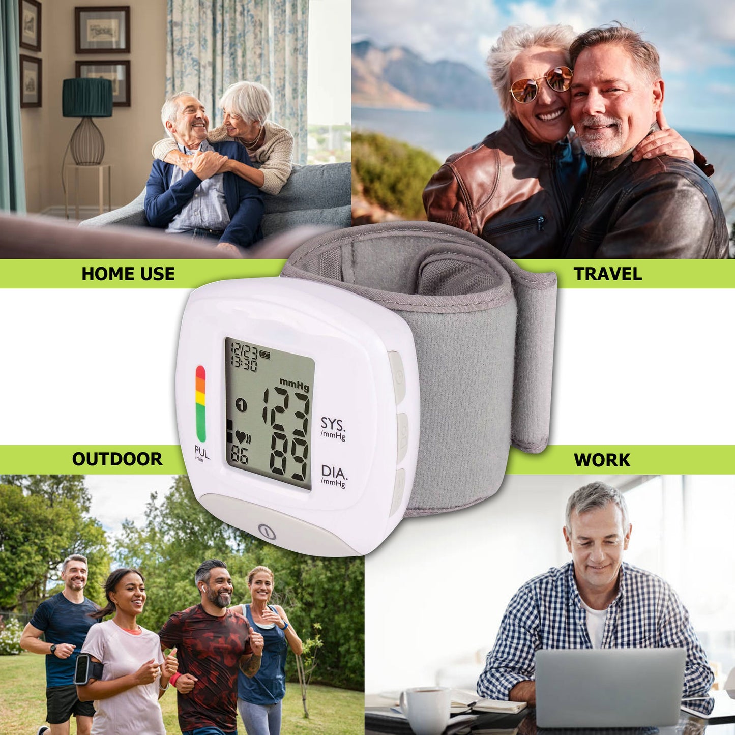 Blood Pressure Monitor With Heart Rate - Automatic Wrist Cuff Blood Pressure Machine With LCD Display Memory and Carrying Case - 5 Units