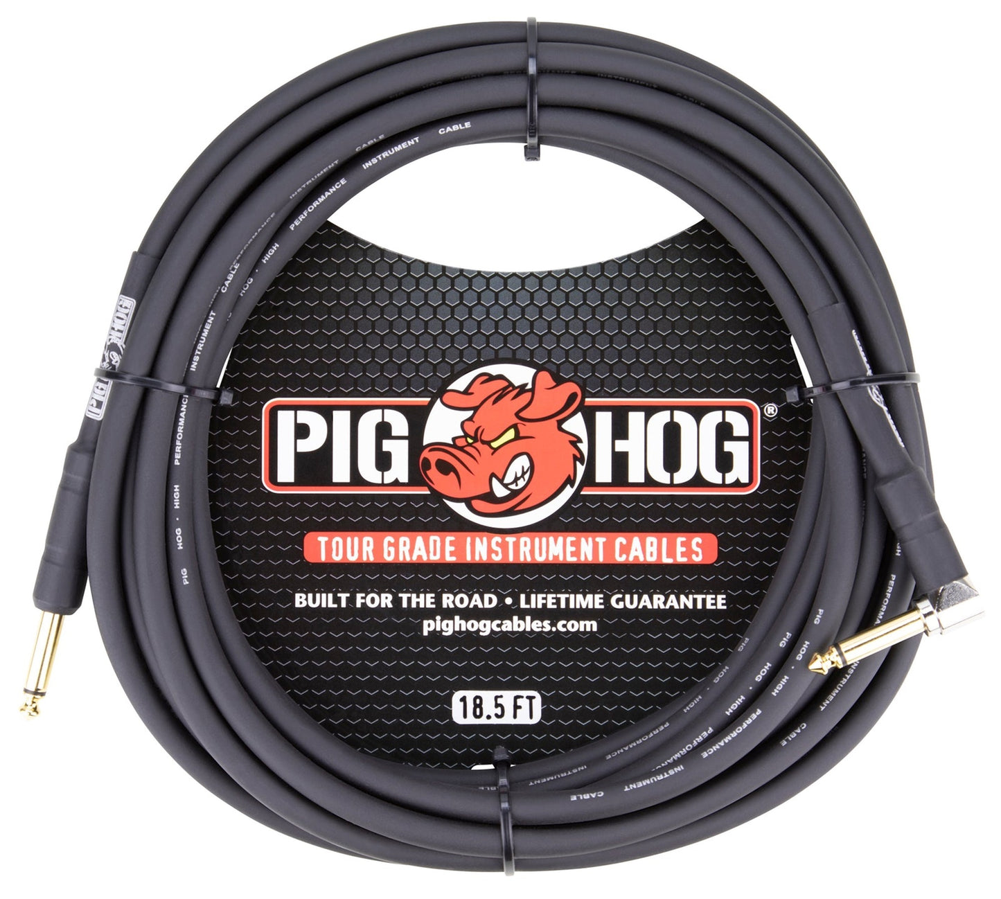 8x Pig Hog Tour Grade 18.5ft 1/4" - 1/4" 8mm Instrument Cable Straight to Right Angle Connectors