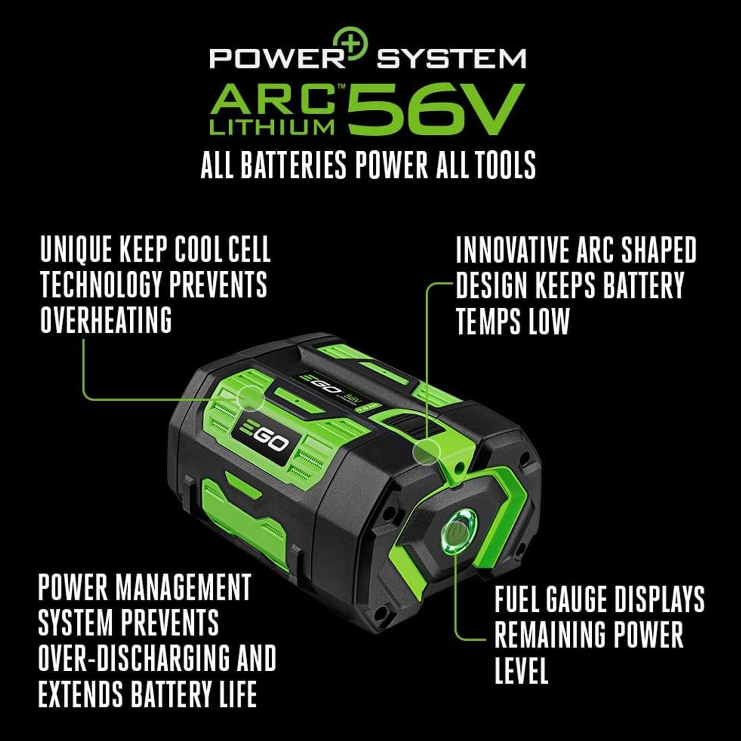 EGO Power+ Battery 56V, 7.5Ah with Fuel Gauge (BA4200T)