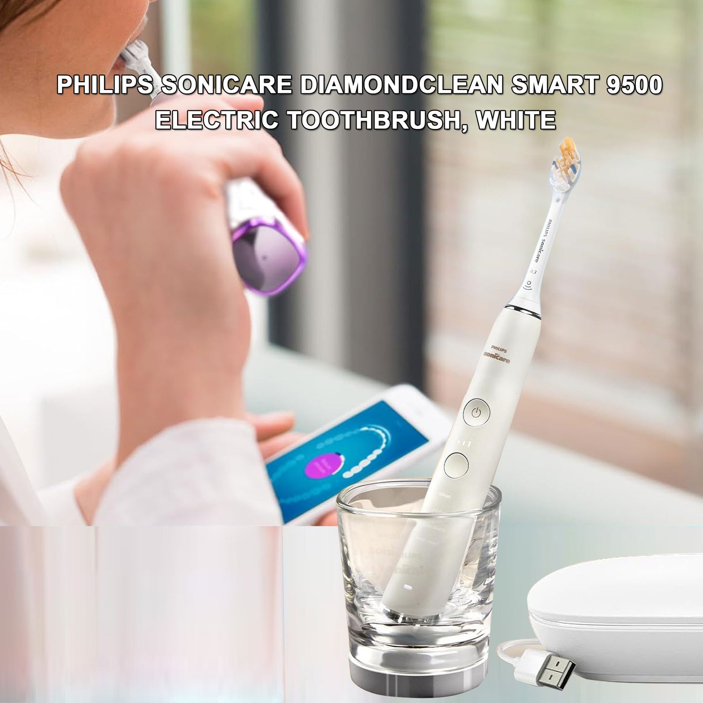 Philips Sonicare DiamondClean Smart 9500 Electric Toothbrush HX9923/01 (White)