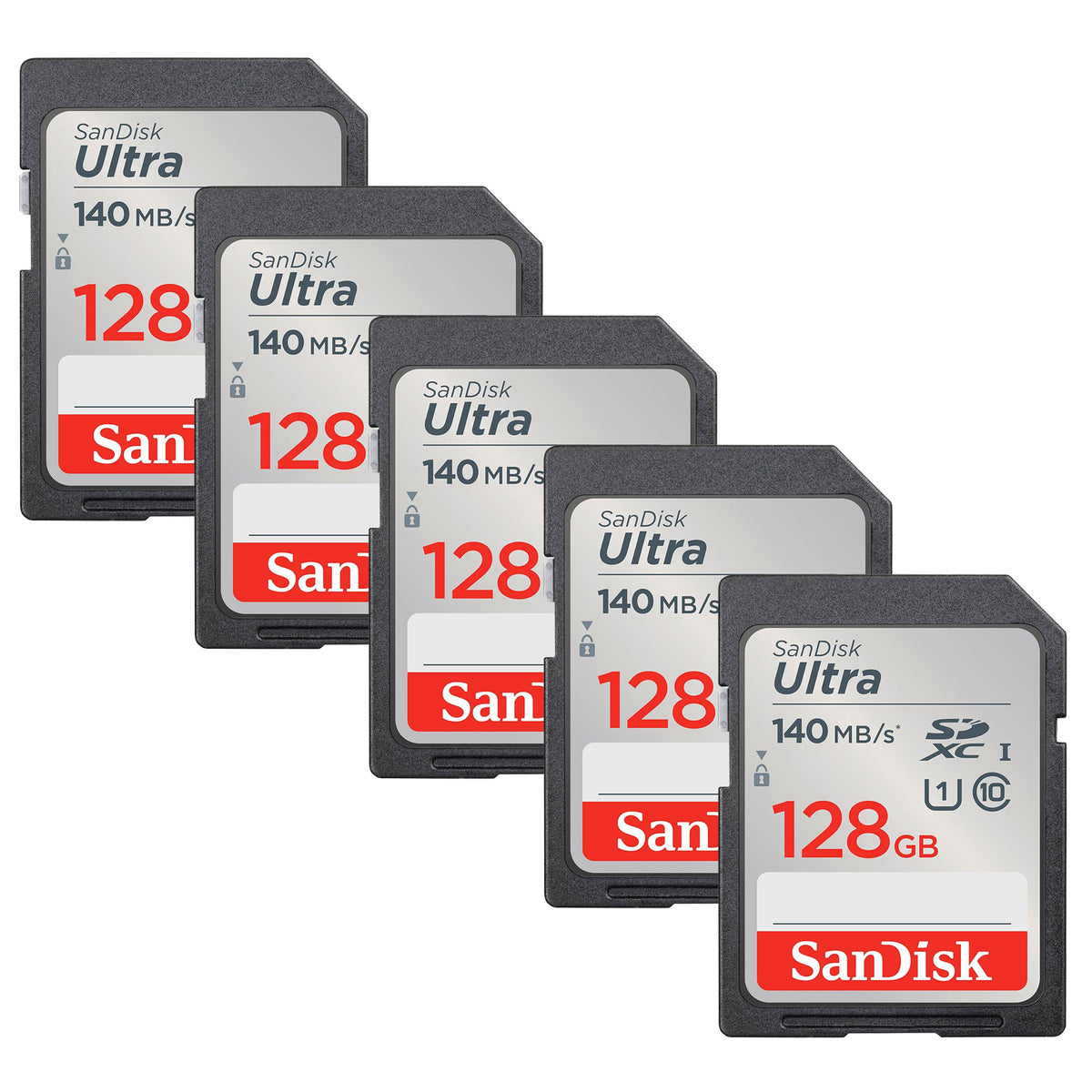5x Sandisk Ultra 128GB SDXC UHS-I Class 10 Memory Card