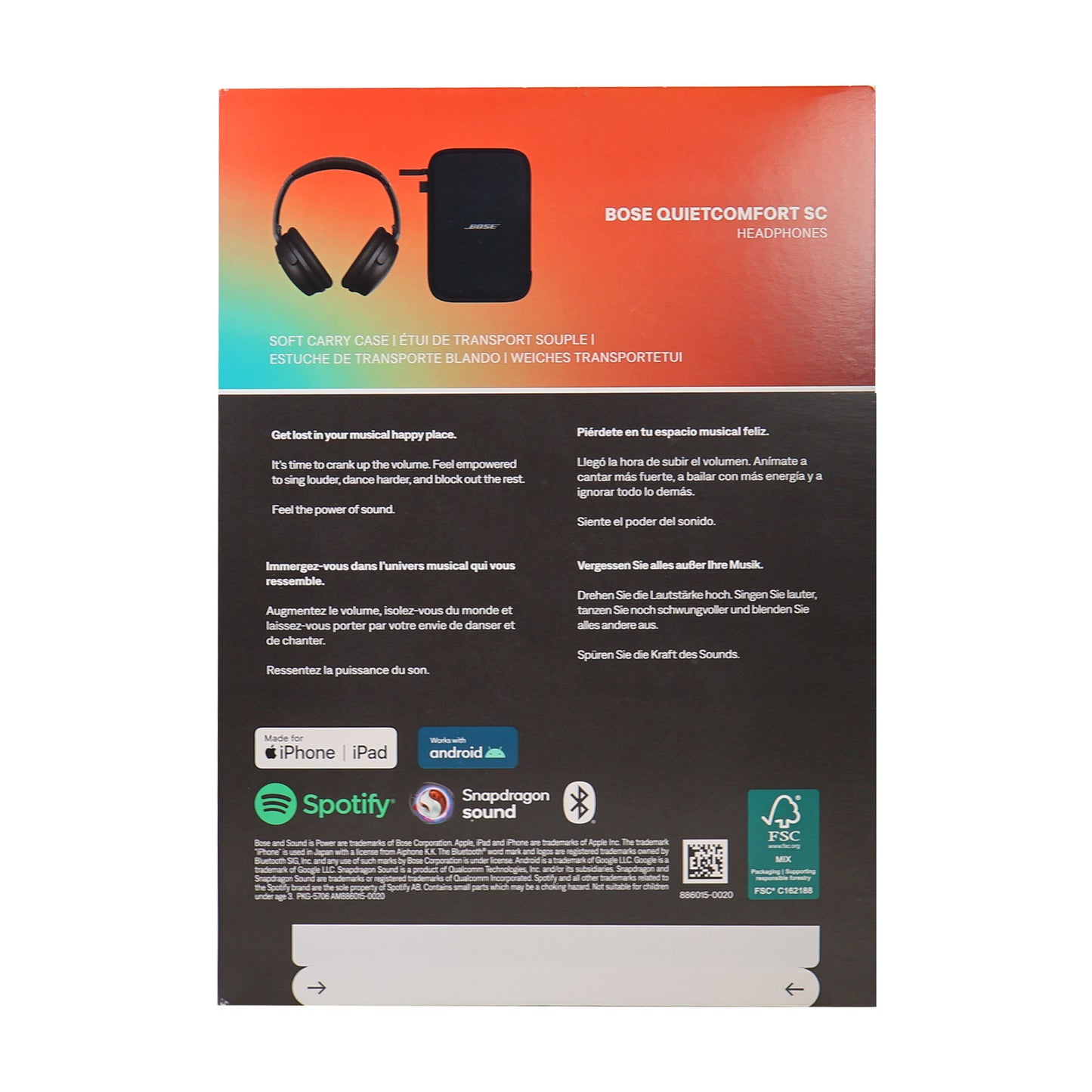 Bose QuietComfort SC Wireless Over-Ear Active Noise Canceling Headphones (Black) 884367-0900 with Soft Case