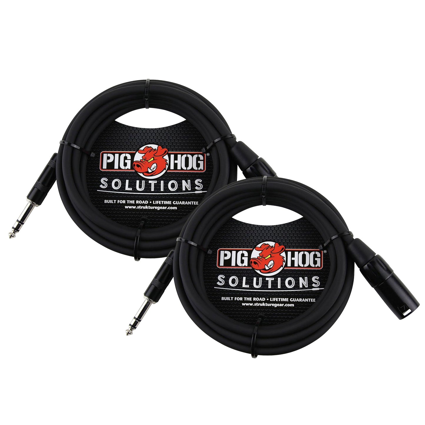 2x Pig Hog 1/4" TRS to XLR Balance Adaptor Cable, 10 Feet PX-TMXM2
