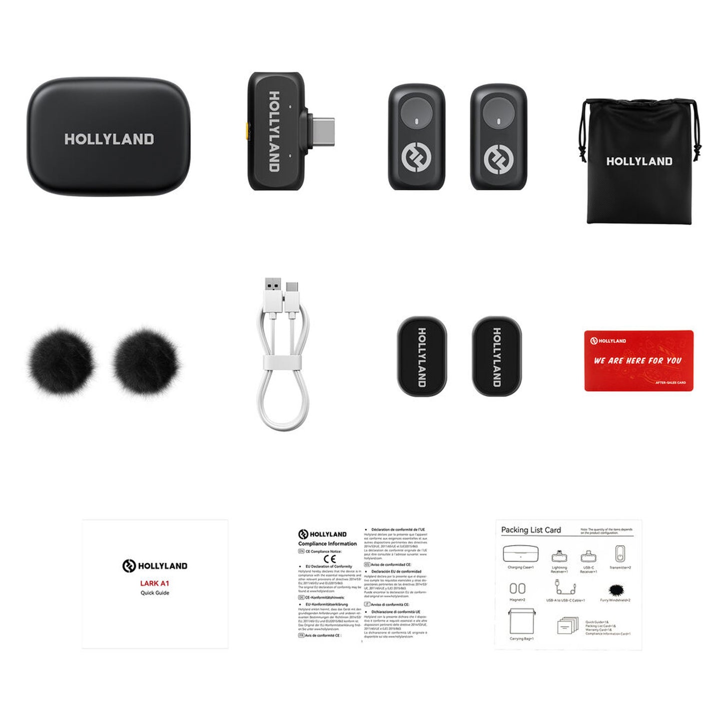 Hollyland LARK A1 Duo 2-Person Wireless Lavalier Microphone System with USB-C Connector for Mobile Devices (Space Gray, 2.4 GHz)