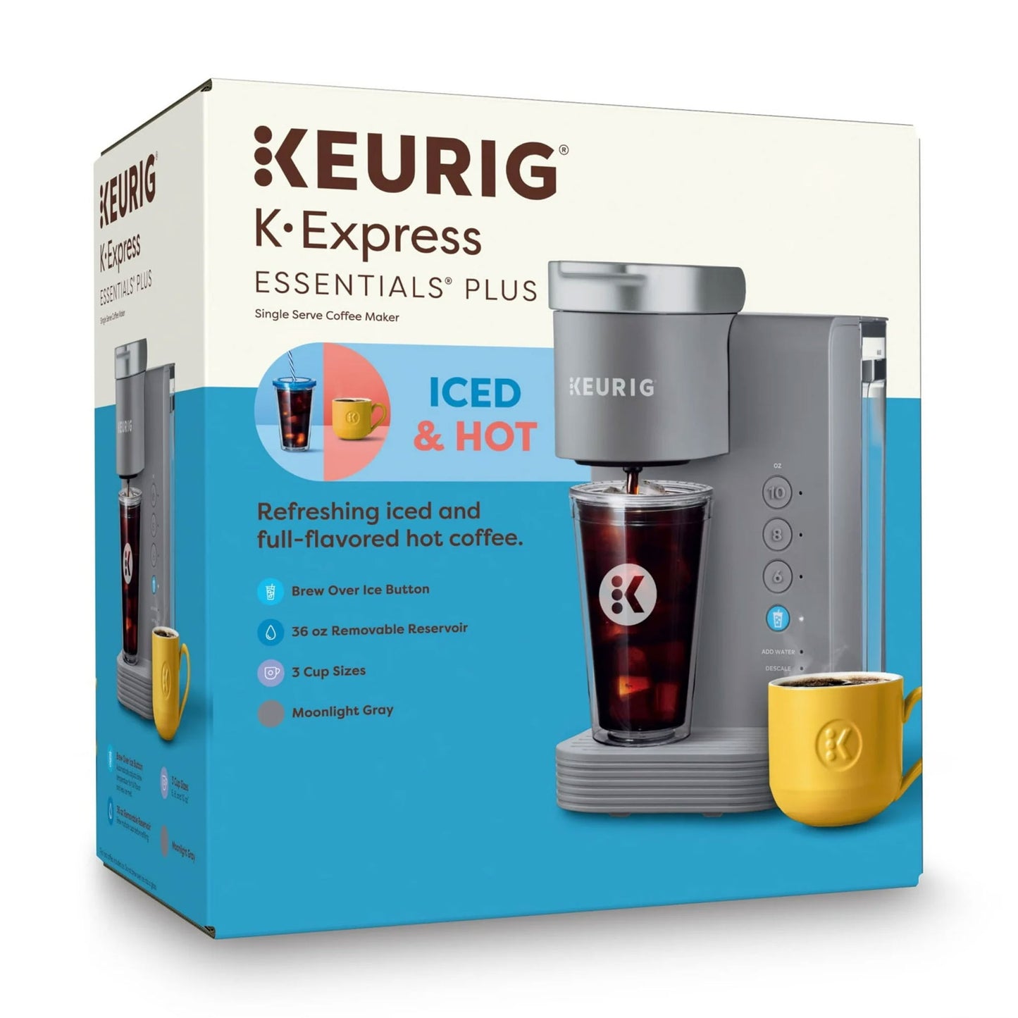 Keurig K-Express Essentials Plus, Iced and Hot Single-Serve K-Cup Pod Coffee Maker, Gray