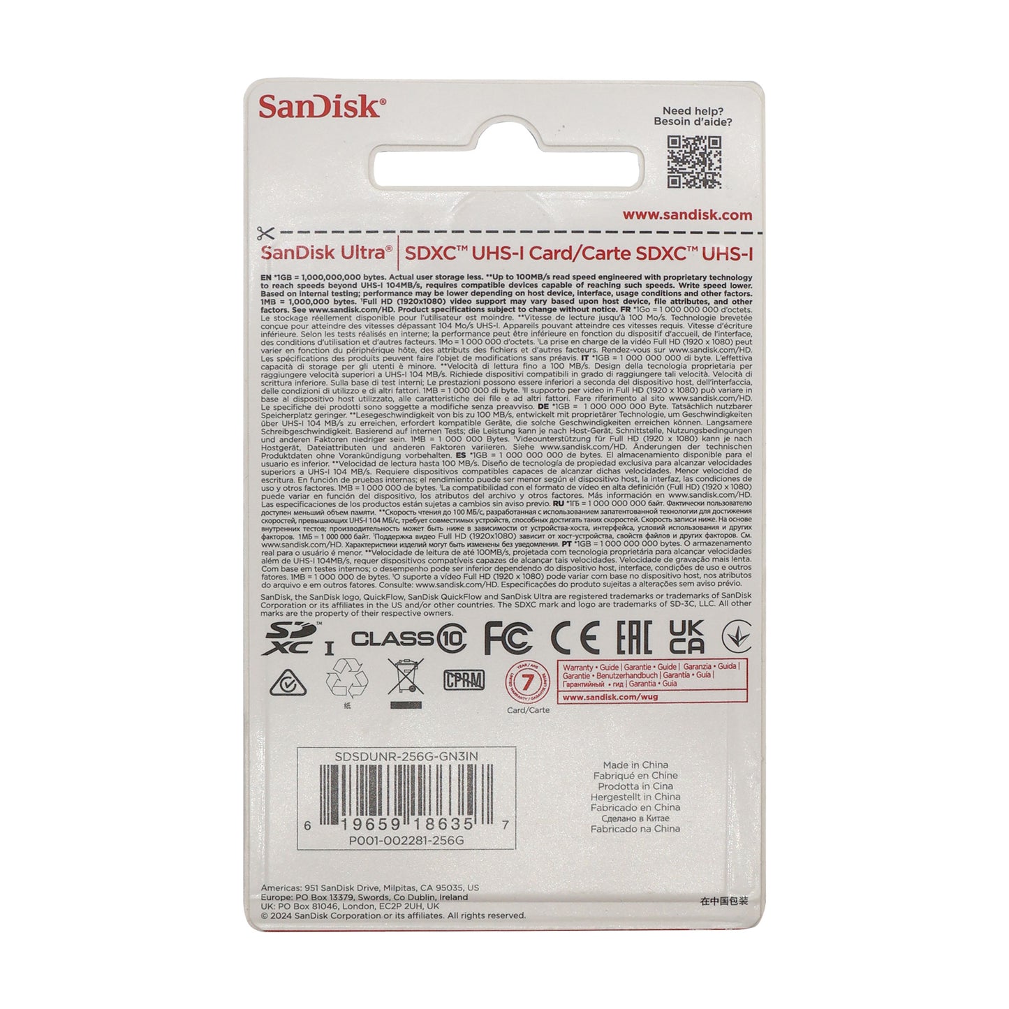 SanDisk Ultra 256GB UHS-I 100MB/s Class 10 SDXC Memory Card