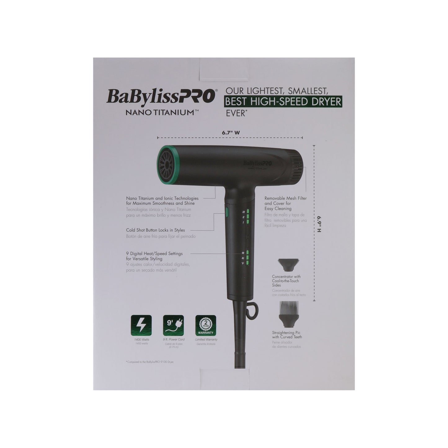 BaByliss Pro Nano Titanium Limited Edition Professional Nano Light Ionic Hair Dryer (Tomb45 Collection)