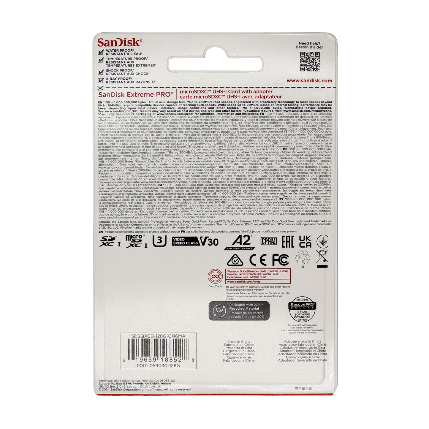 5x Sandisk 128GB Extreme Pro UHS-I Micro SD Up to 200MB/s Read 90MB/s Write with SD Adapter