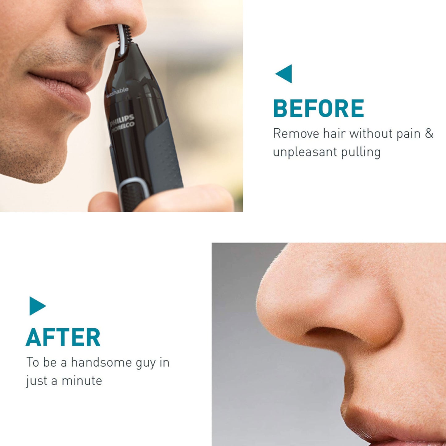 Philips Norelco OneBlade 360 Pro Hybrid Face & Body Electric Trimmer QP6552/70 with Nose Trimmer 3000 for Nose, Ears Eyebrows NT3600/62