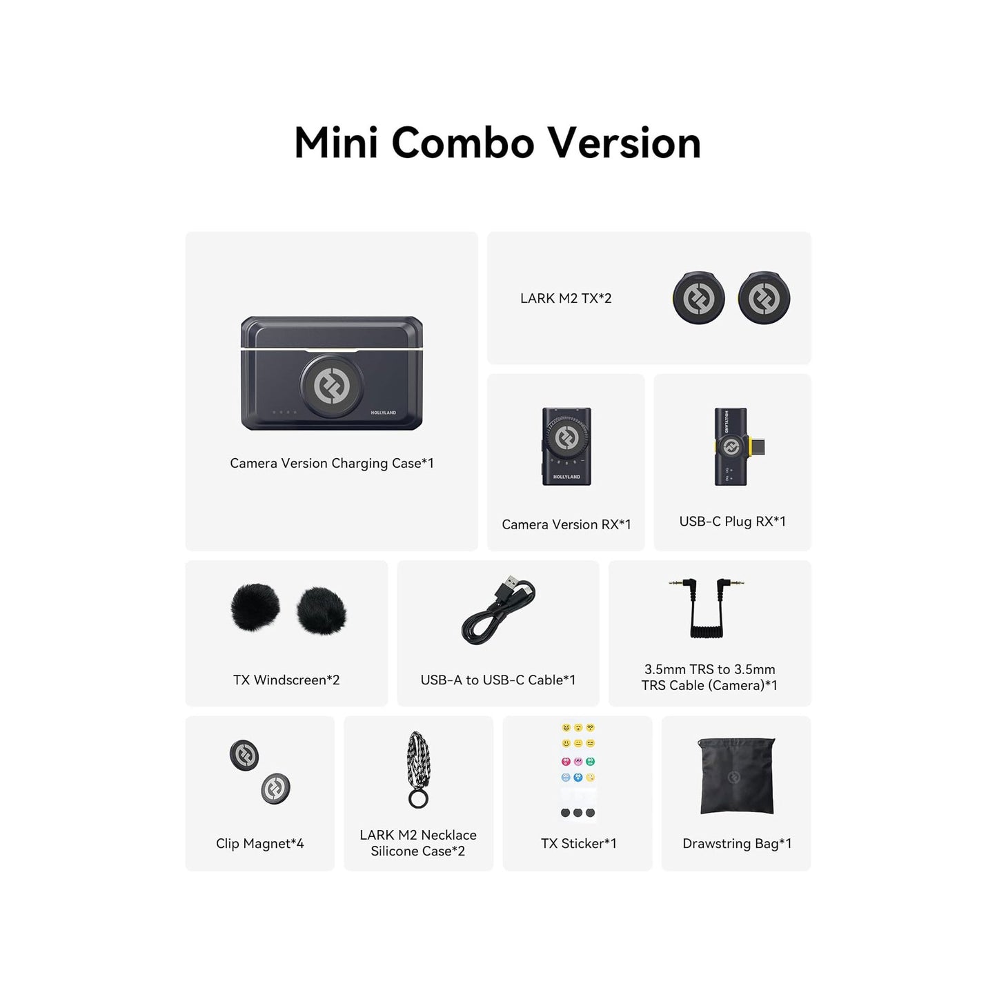 Hollyland LARK M2 2-Person Wireless Mini Combo Microphone System (2.4 GHz, Shine Charcoal)