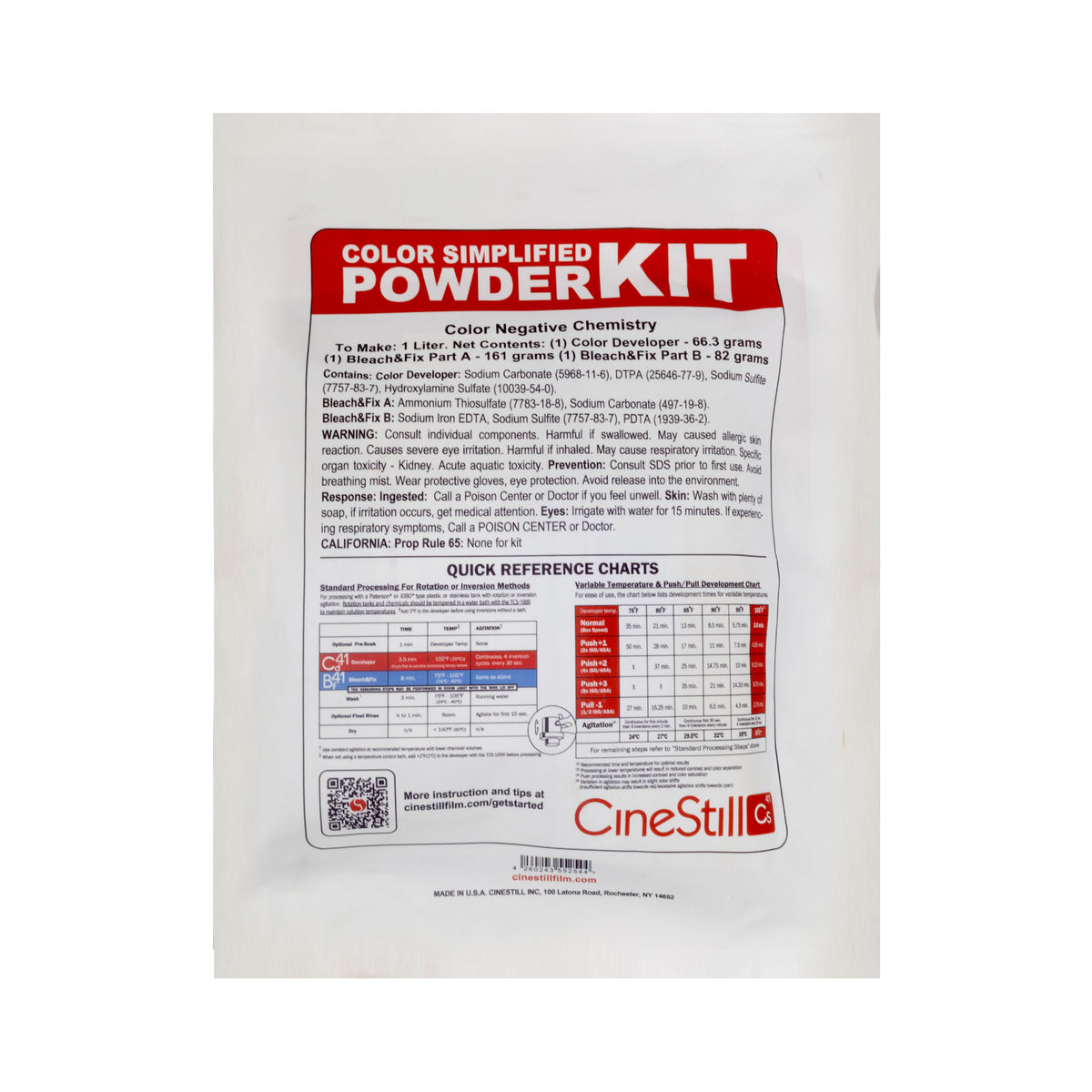 CineStill Film Cs41 Powder Developing Kit for C-41 Color Film