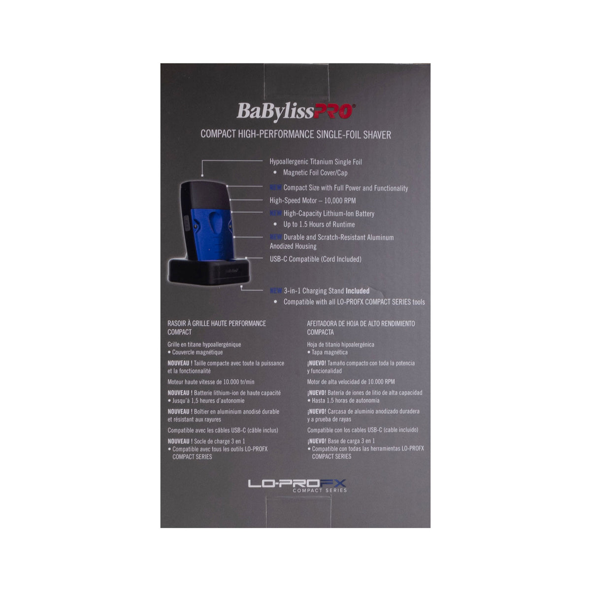 BaBylissPRO High Performance Low Profile Compact Trimmer - Blue (FX72) + BaByliss Pro Lo-ProFX Compact High-Performance Single Foil Cordless Shaver (Blue)