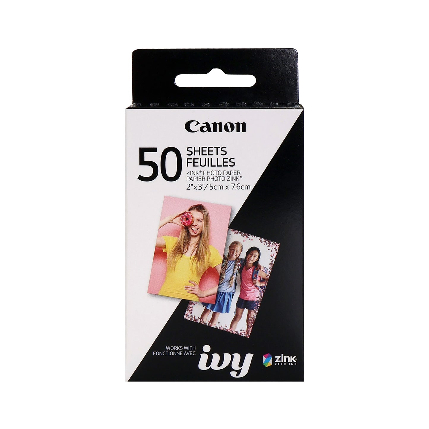 Canon IVY 2 Mini Photo Printer (Pure White) + Canon 2 x 3" ZINK Photo Paper Pack (50 Sheets)