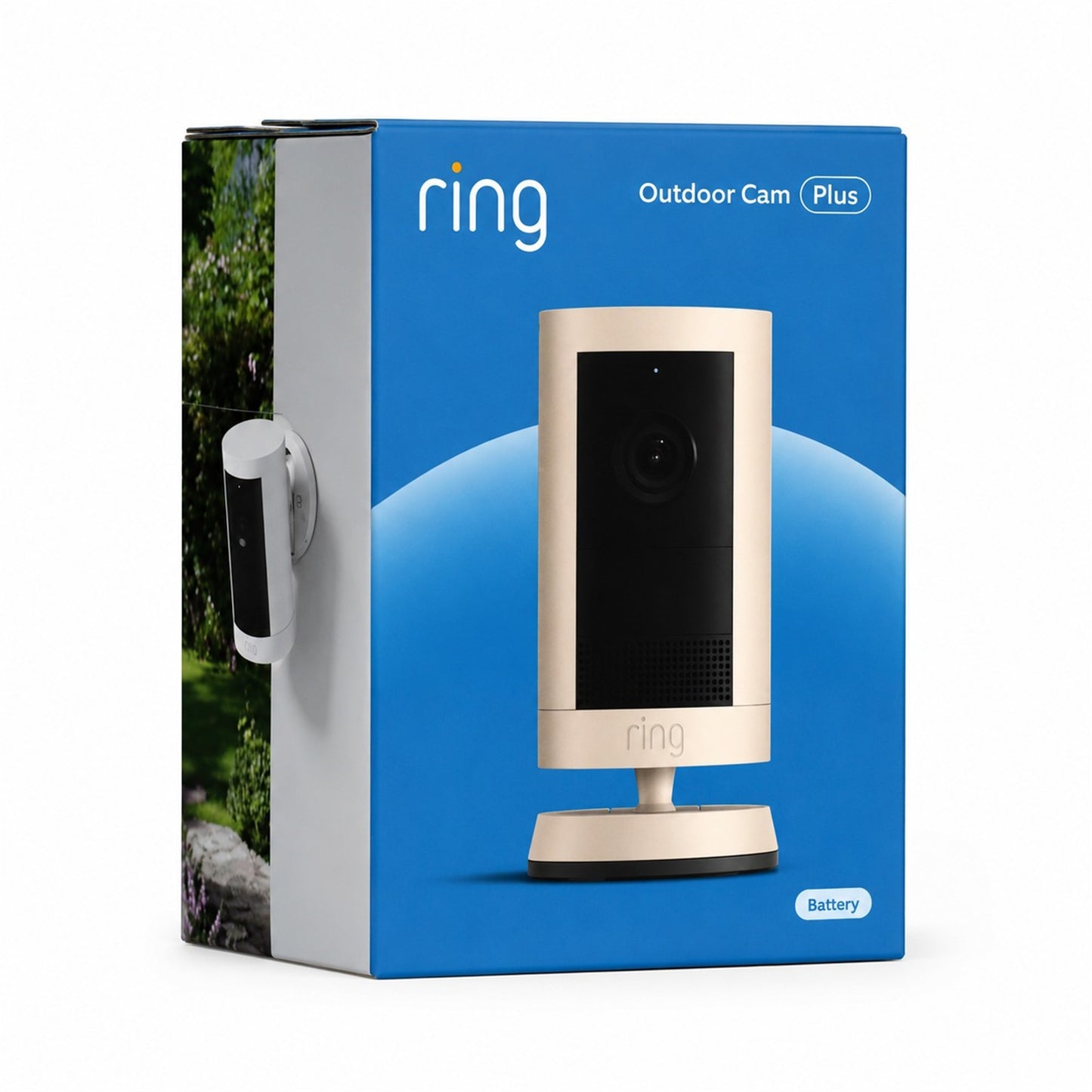 Ring Outdoor Cam Plus Battery, Retinal 2K Security Camera - White
