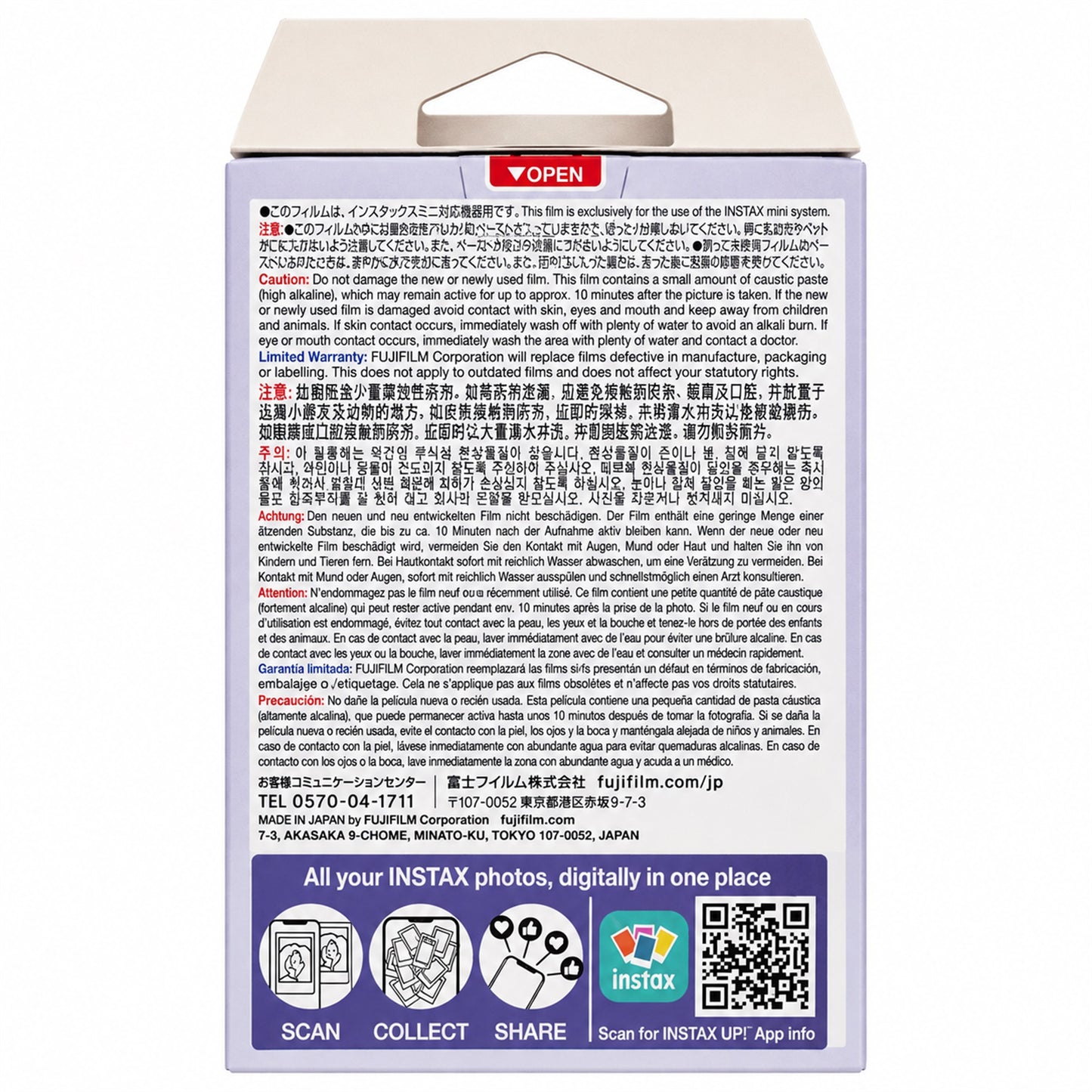 FUJIFILM instax mini Soft Lavender Instant Film (10 Exposures)