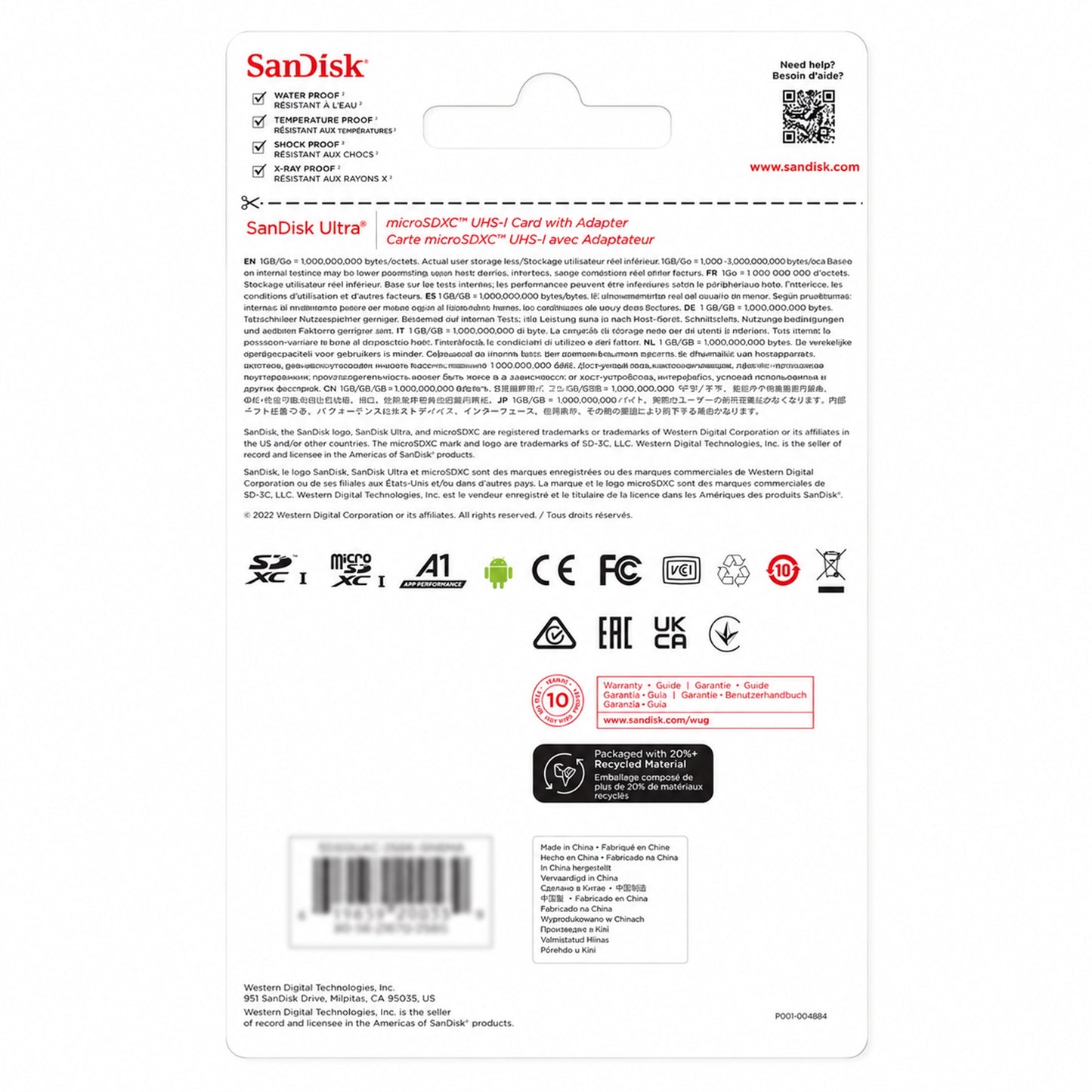 SanDisk Ultra 256GB microSDXC UHS-I Memory Card with Adapter