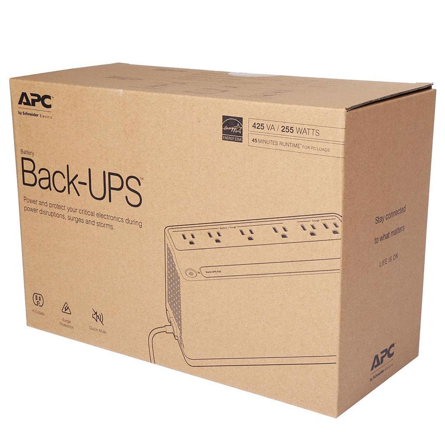 APC Back-UPS BE425M 425 VA 255 Watts 6 Outlets UPS (Back Up Power Supply)