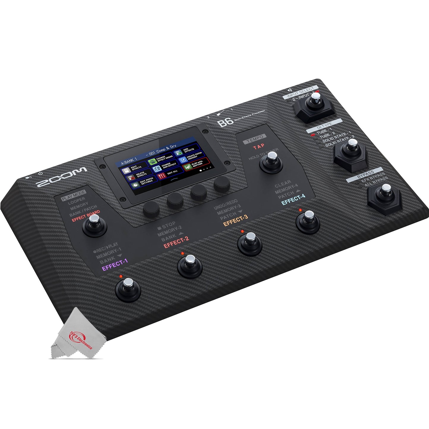 Zoom B6 Multi-Effects Processor for Electric Bass + Pig Hog Cable Accessory Kit & 128GB Memory Card