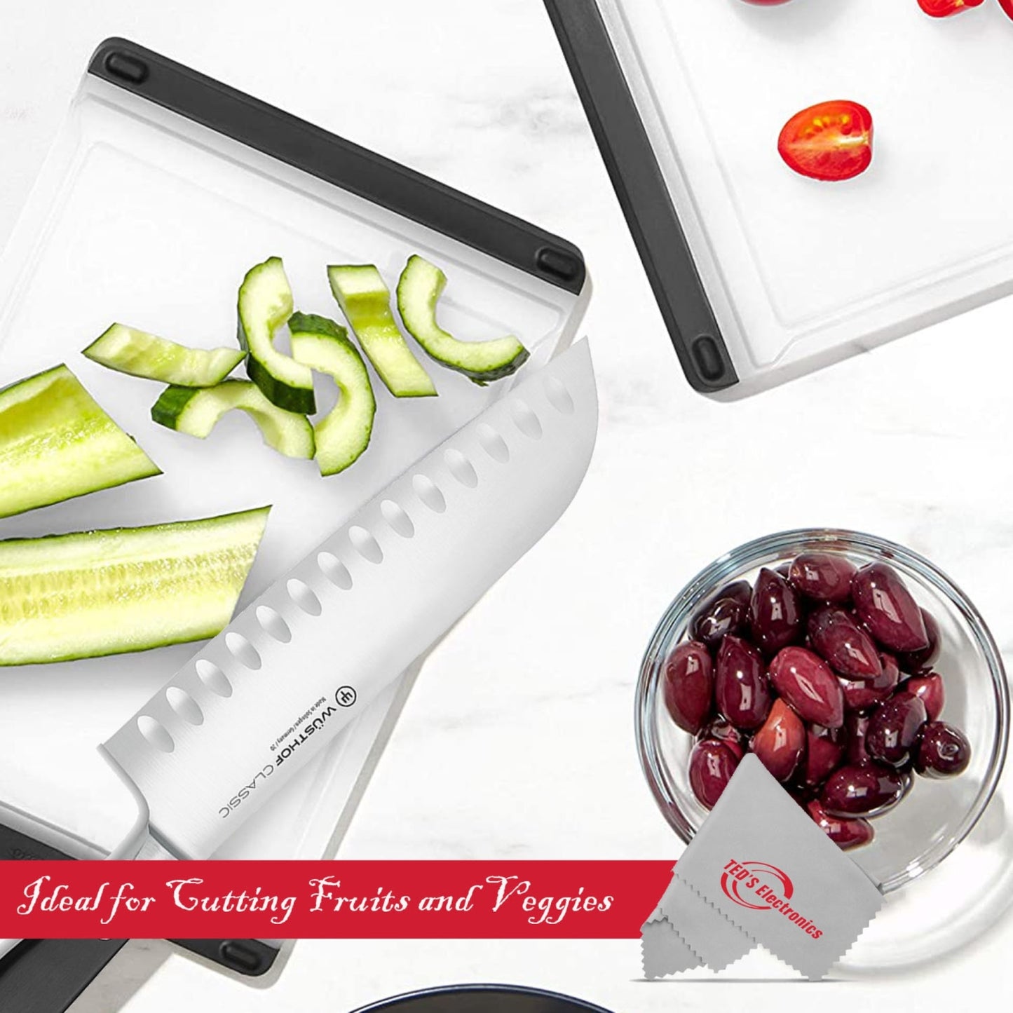 3x Wusthof Classic 7" Hollow Edge Santoku Kitchen Knife