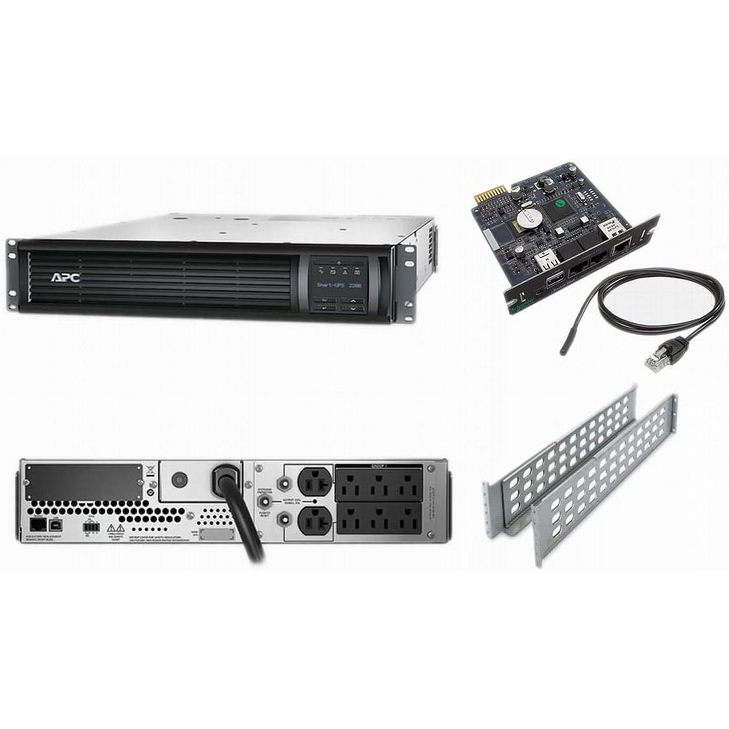 APC SMT2200RM2UNC Smart-Ups 2200Va Lcd Rm 2U - Ups (Rack-Mountable) - Ac 120 V - 1920 Watt - 2200 Va - Ethernet 10/100, Usb - Output Connectors: 8 - 2U - Black