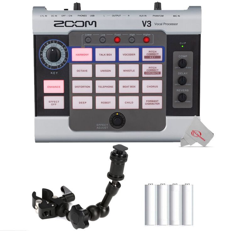 Zoom V3 Vocal Processor + Zoom HRM-7 Handy Recorder Mount - 7 Inch
