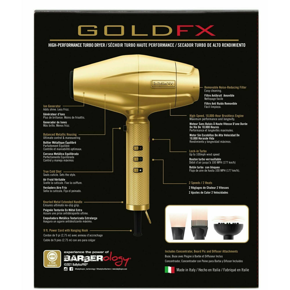 BaByliss PRO FXBDG1 GoldFX High Performance Turbo Dryer