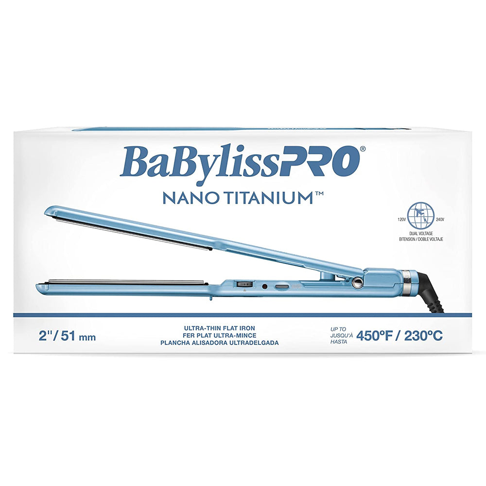 BaByliss Pro Nano Titanium ½” Ultra-Sleek Ionic Straightener BNT4171TUC with 2" Ultra-Thin Straightener BNT4074TUC
