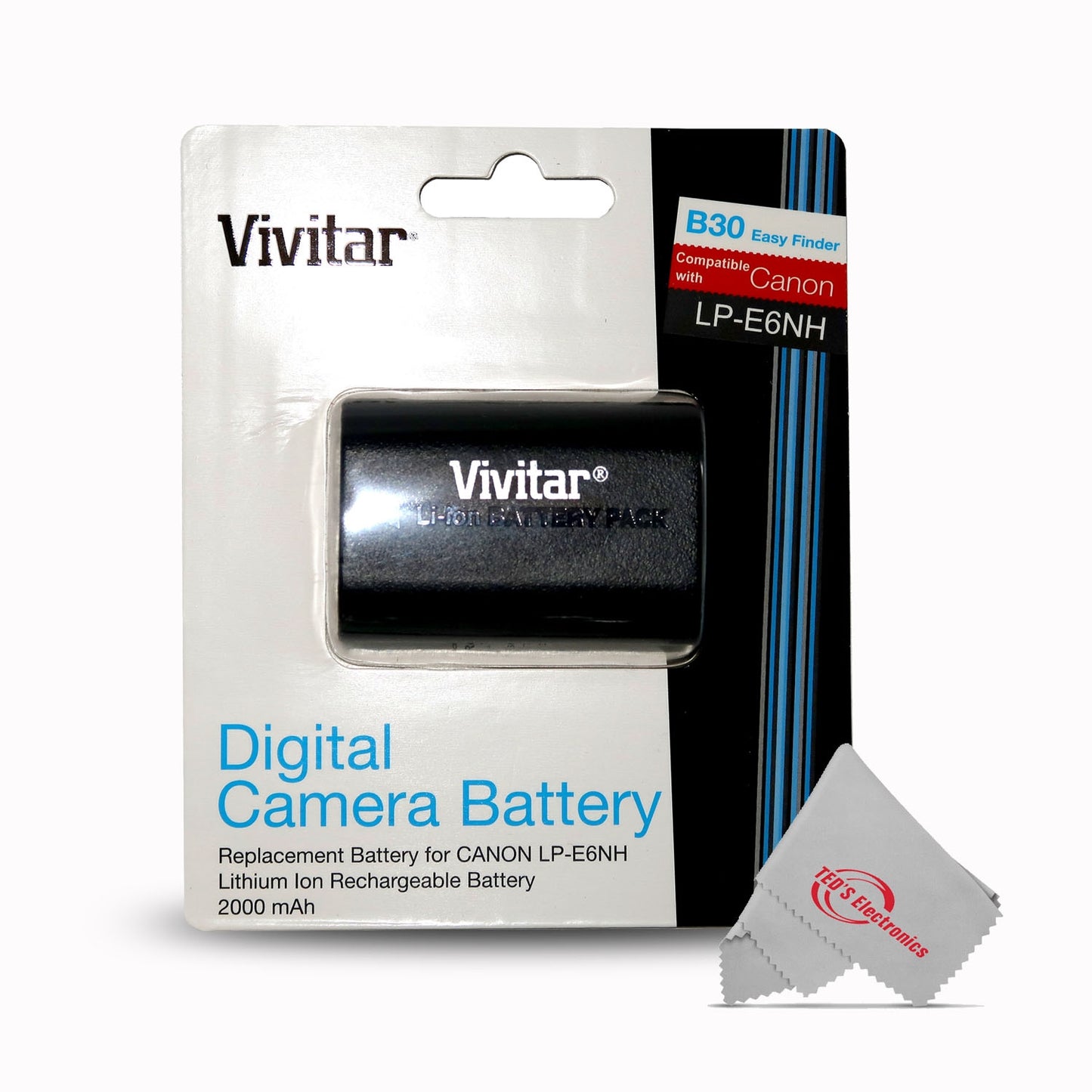 2x Vivitar CBE6NH Canon LP-E6NH Replacement Battery for EOS 90D 80D R R6 R6 5D Mark IV 6D 7D 70D 60D 60Da