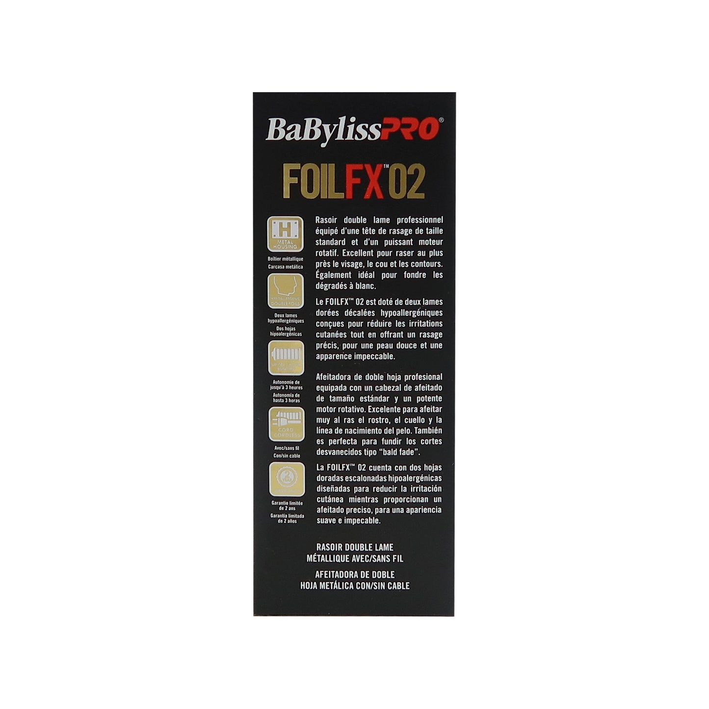 BaByliss Pro GOLDFX+ All-Metal Lithium Outlining Trimmer Gold #FX787NG with Babyliss Pro Foil Cord / Cordless Double Foil Shaver #FXFS2G