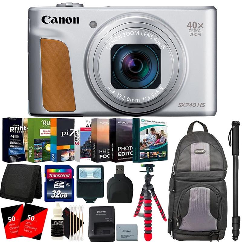 Canon PowerShot SX740 HS Digital Camera Silver + Top Accessory Kit