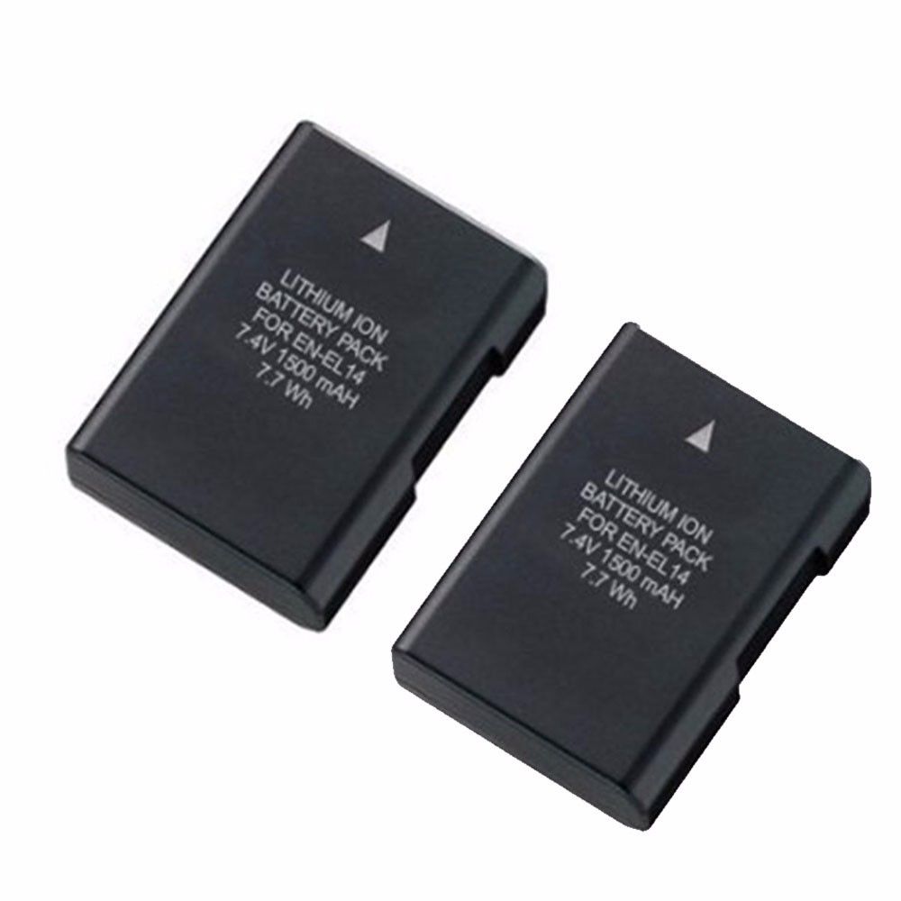 Two EN-EL14 Replacement Rechargeable Li-ion Batteries for Nikon D3200 D5100 and D5299