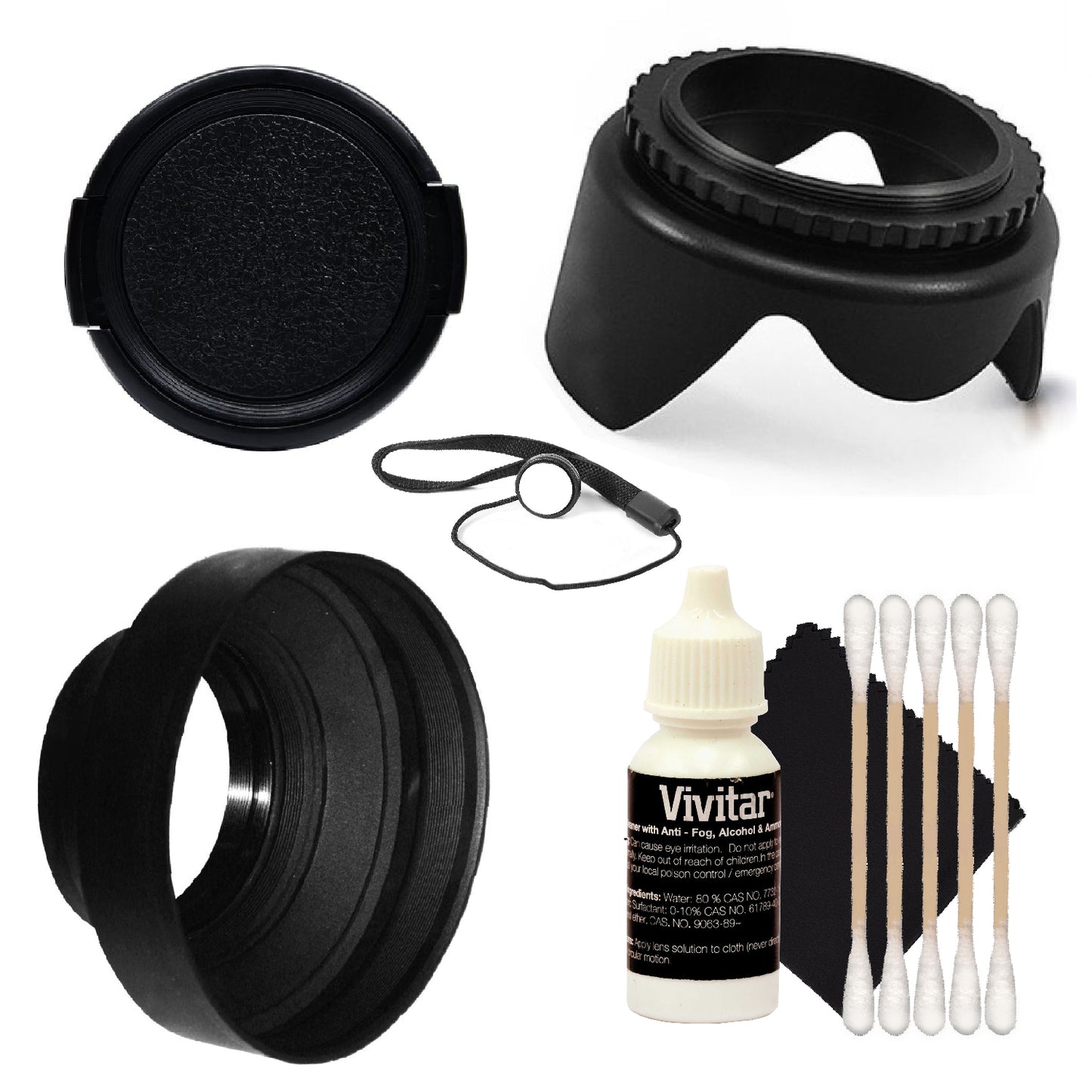Vivitar 58mm Tulip Lens Hood, Collapsible 3 function Rubber Lens Hood and More For Canon T6i