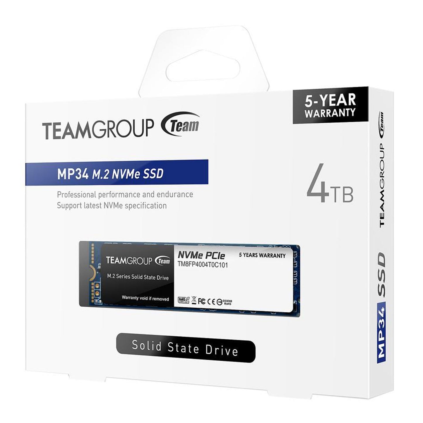 Team Group MP34 M.2 2280 4TB PCIe 3.0 x4 with NVMe 1.3 3D NAND Internal Solid State Drive (SSD) TM8FP4004T0C101