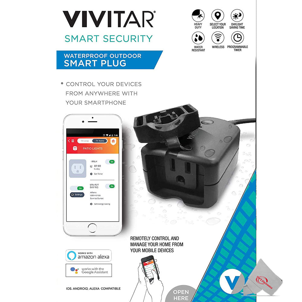 Vivitar Outdoor Waterproof Smart Plug WiFi Outlet Works With Alexa, Echo & Google Home - No Hub Required