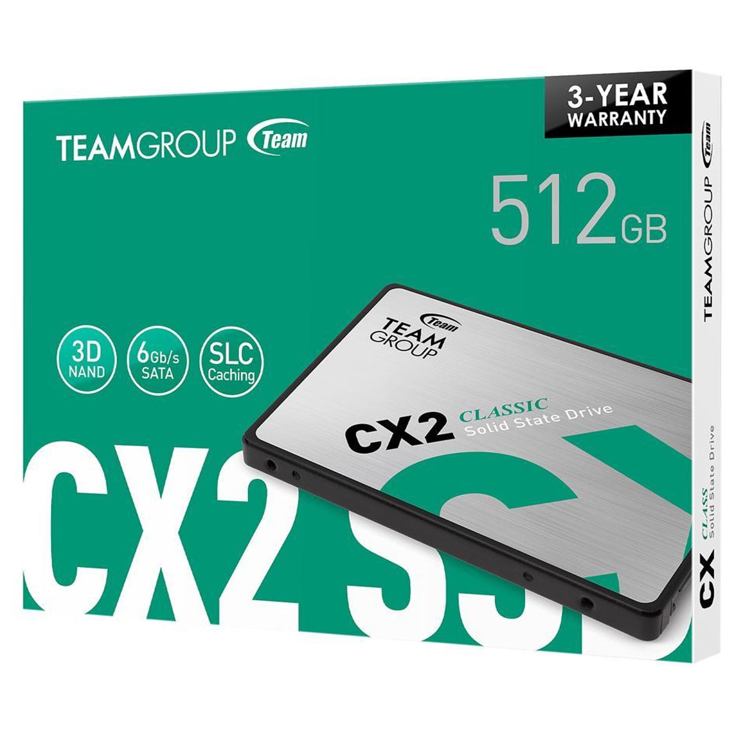Team Group CX2 2.5" 512GB SATA III 3D NAND Internal Solid State Drive (SSD) T253X6512G0C101