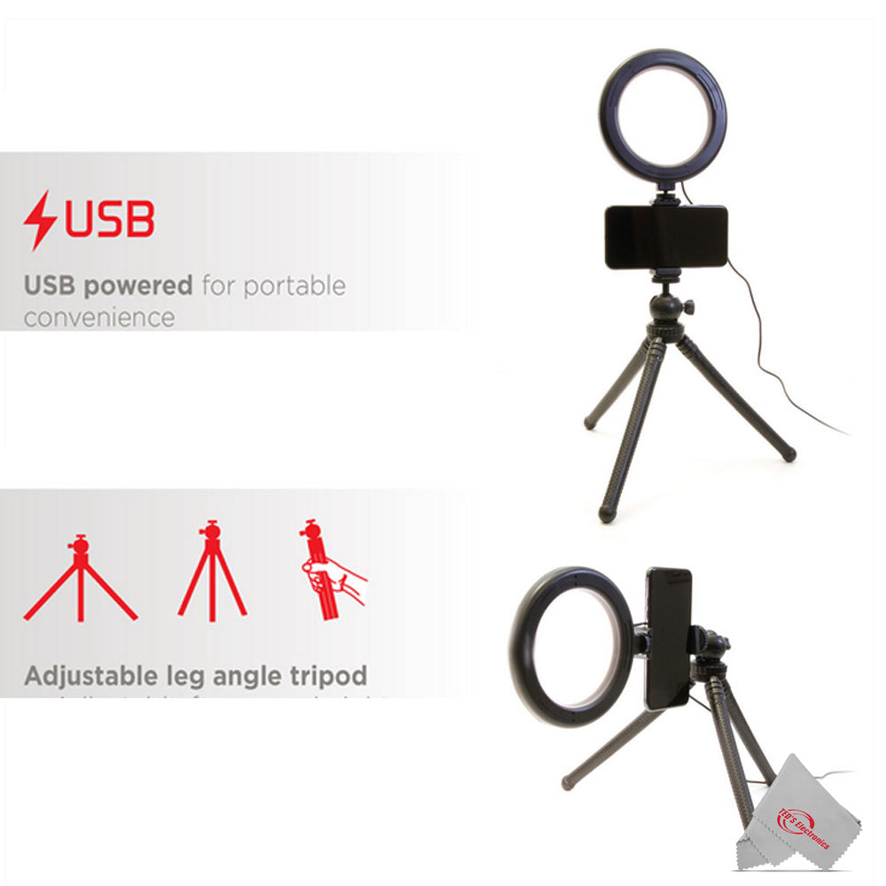 Vidpro Dual Wireless Lavelier Mic Set and 6" LED Ring Light with 12" Stand Podcasting Essential Kit