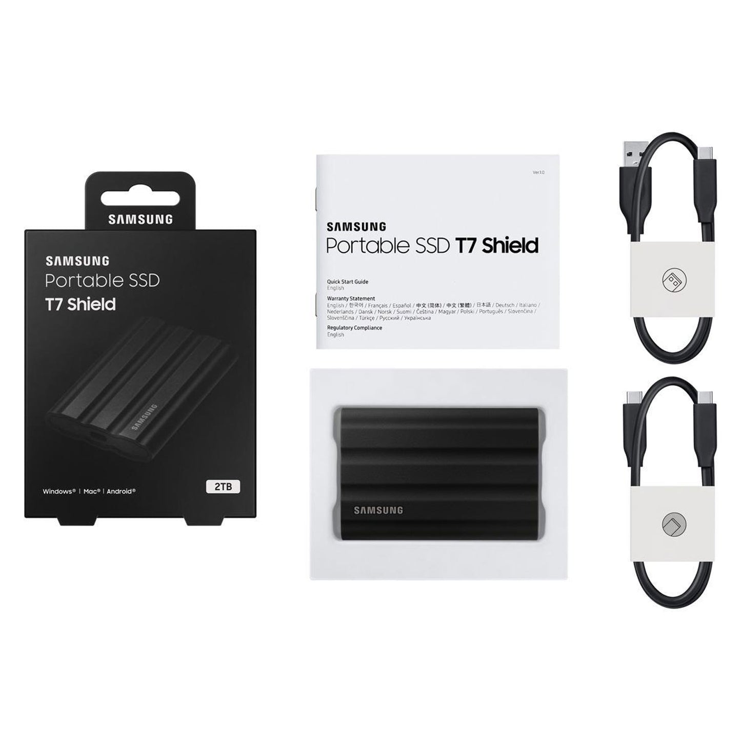 SAMSUNG T7 Shield 2TB USB 3.2 Gen 2 External Solid State Drive MU-PE2T0S/AM (Black)