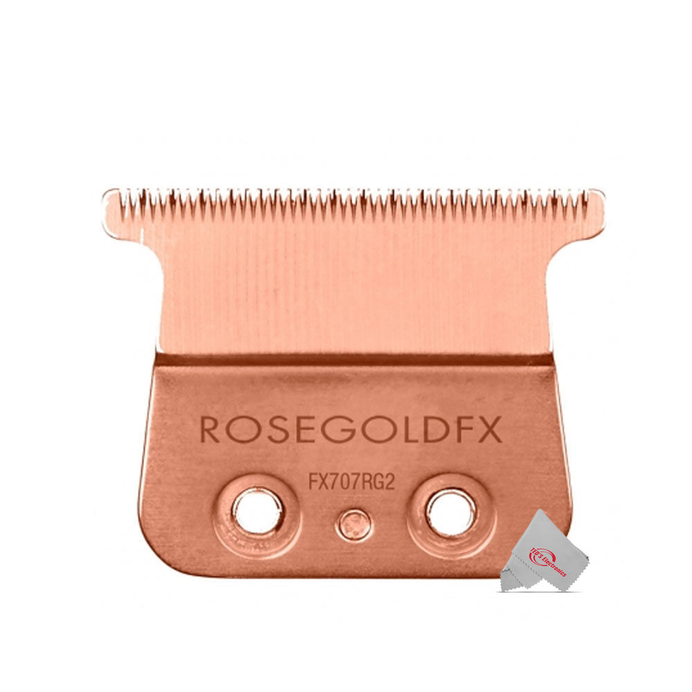 BaByliss Pro ROSEFX+ Cord/Cordless All-Metal Lithium Outlining Trimmer Rose Gold #FX787NRG with FX707RG2 Replacement Deep Tooth T-Blade 2.0MM Rose Gold