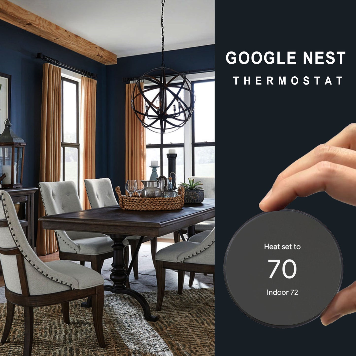 Google Nest Smart Programmable Wifi Thermostat for Home (Charcoal)