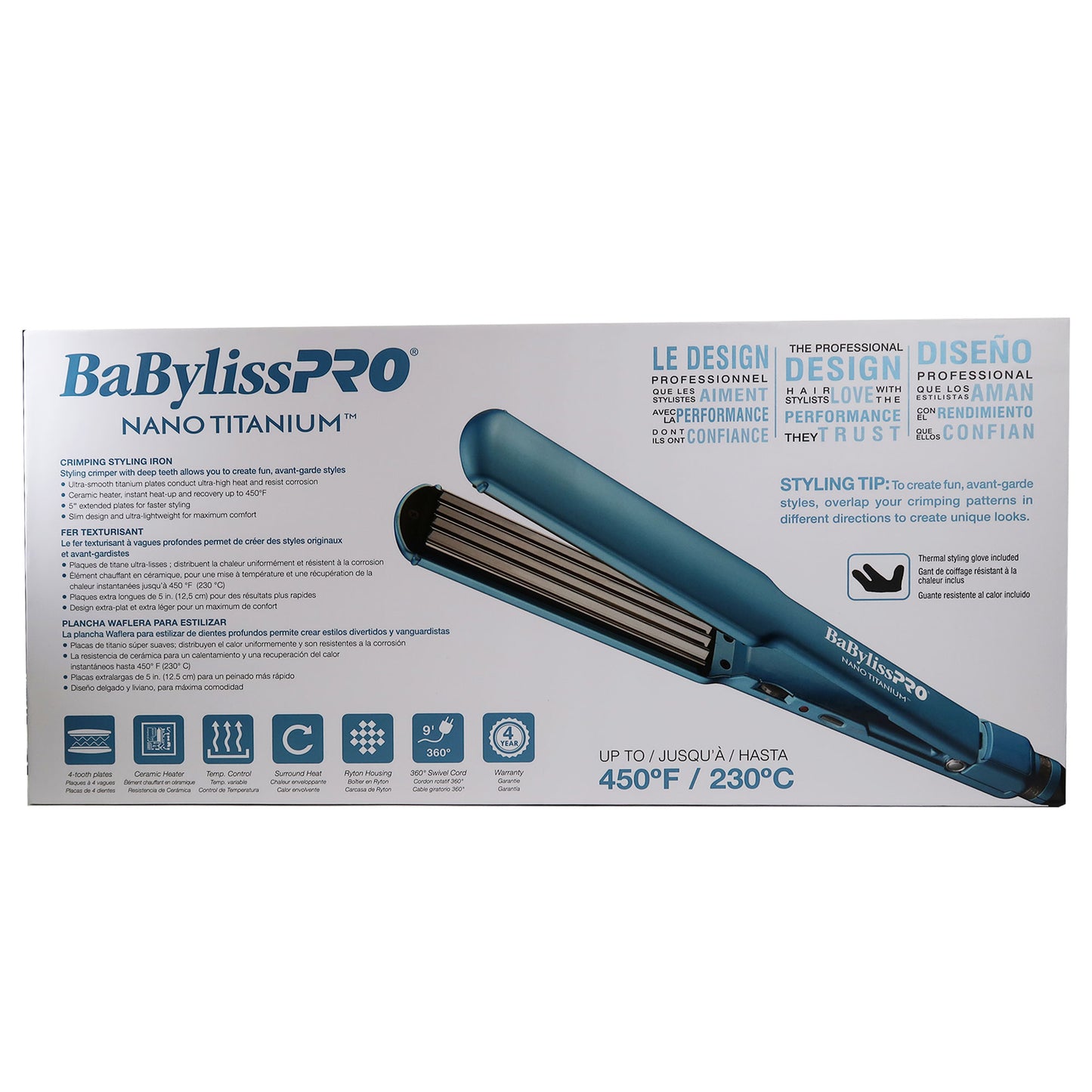 BaByliss Pro Nano Titanium 1" Ultra-Thin Straightener & Pistol-Grip Hair Dryer with Crimper Styling Iron 1½"