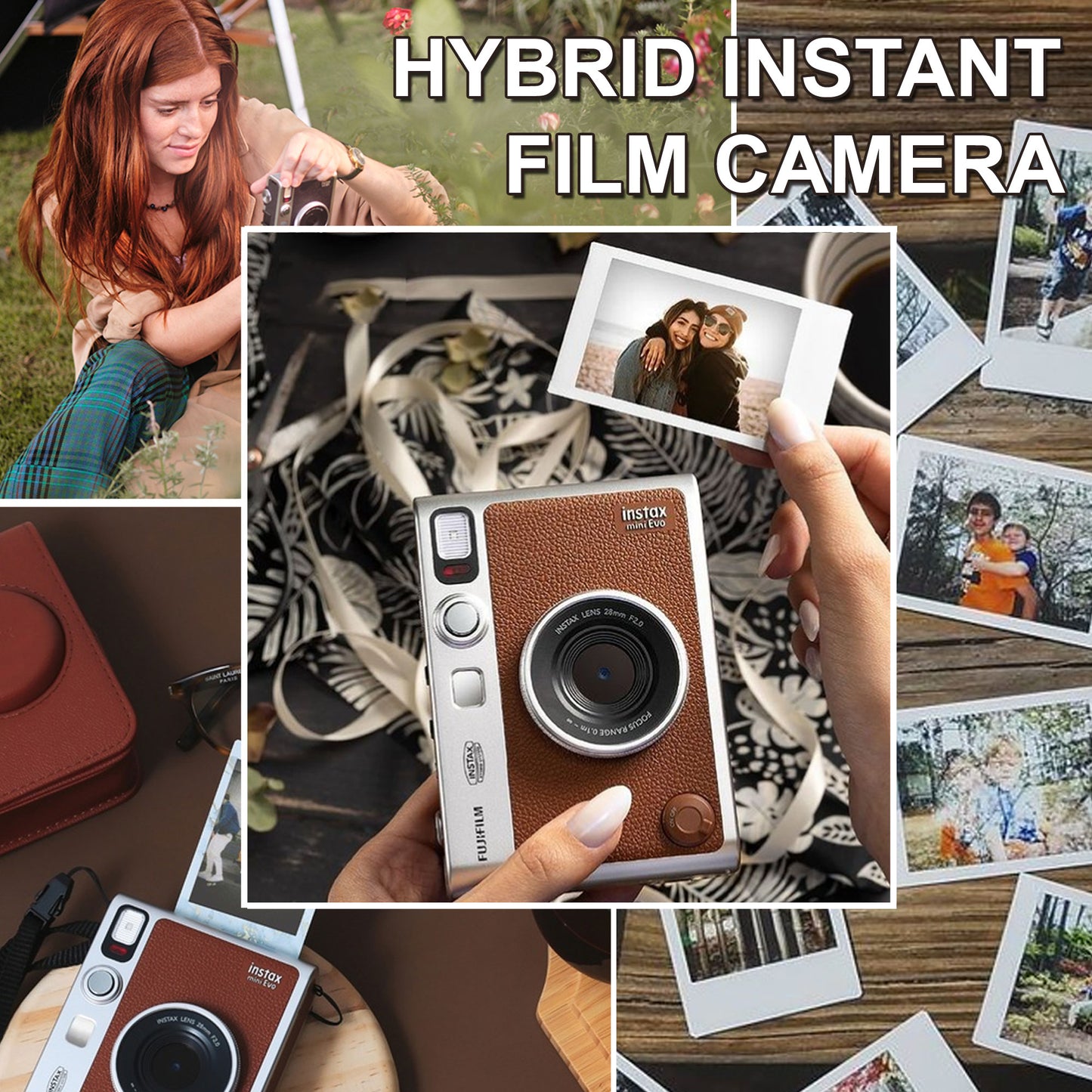 FUJIFILM INSTAX MINI EVO Hybrid Instant Camera (Brown)