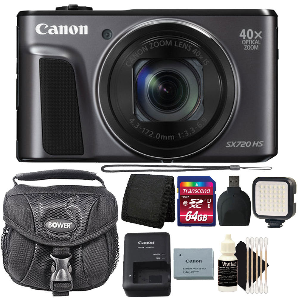 Canon PowerShot SX720 HS 40x Optical Zoom Digital Camera Black with Accessory Kit