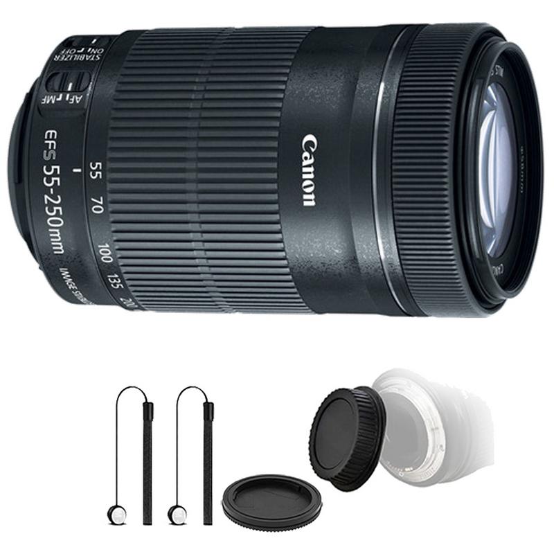 Canon EF-S 55-250mm f/4-5.6 IS STM Lens with Accessory Bundle for Canon DSLR Cameras